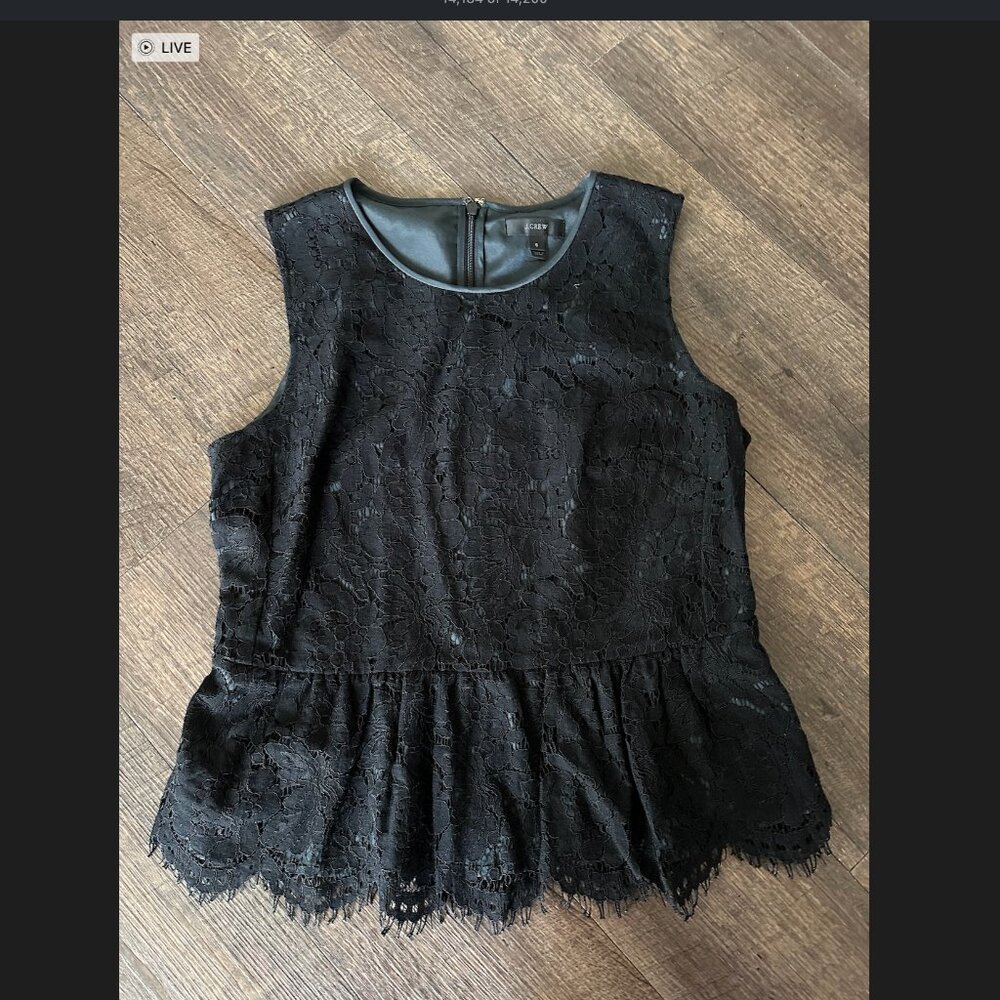 J. Crew Black Lace Peplum Top